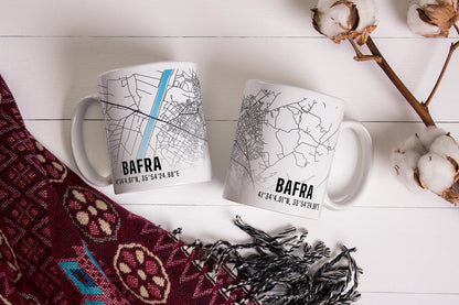 Bafra Şehir Haritası Baskılı Porselen Kupa Bardak