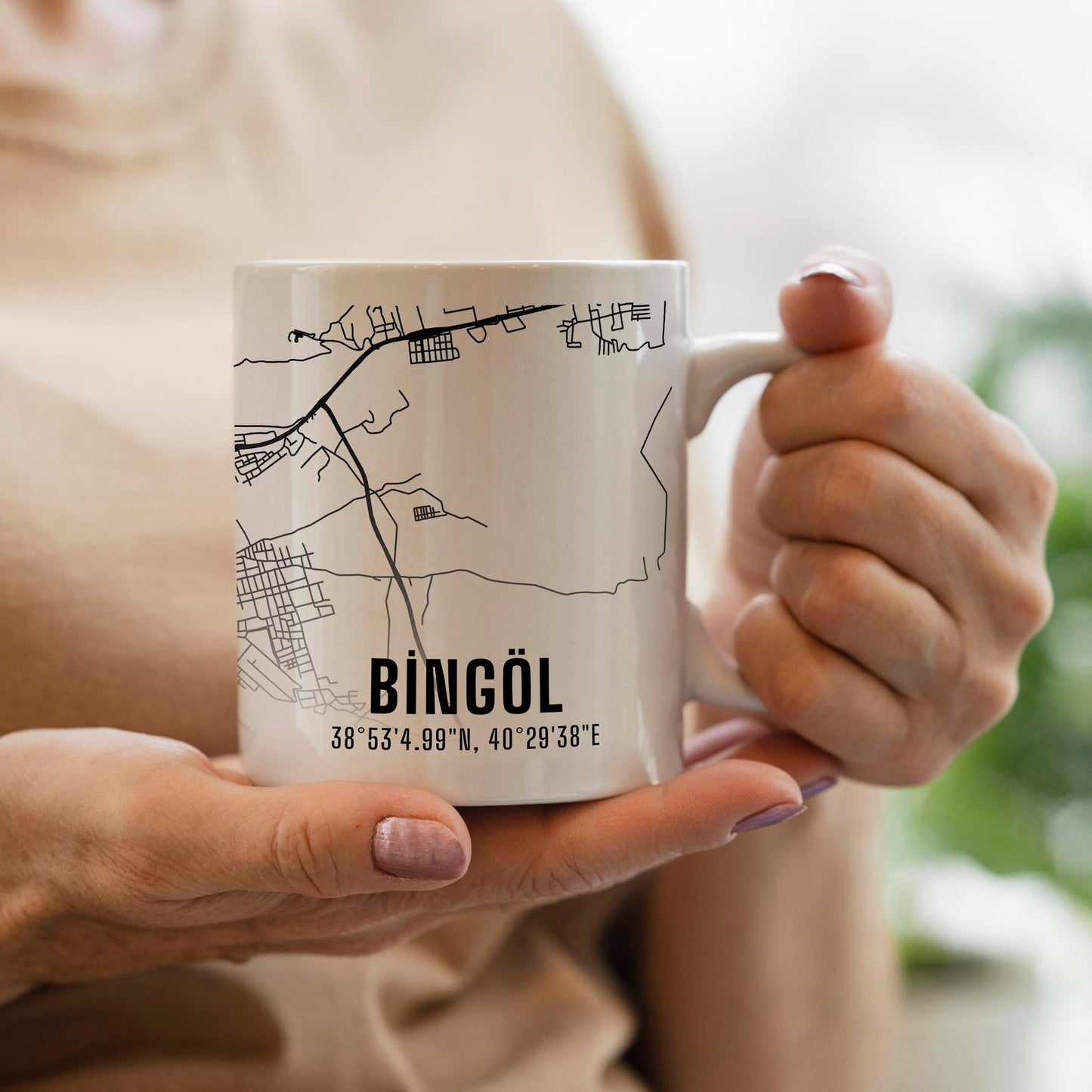 Bingöl Şehir Haritası Baskılı Porselen Kupa Bardak