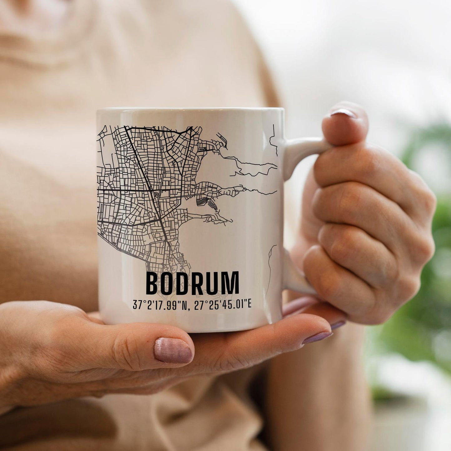 Bodrum Şehir Haritası Baskılı Porselen Kupa Bardak